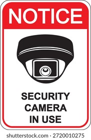 Señal de la cámara de seguridad con color rojo y negro