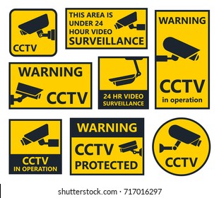 security camera signs, cctv stickers. vol.1
