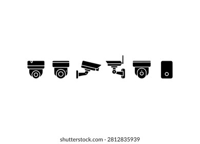 Security Camera Silhouette Collection Icon Set