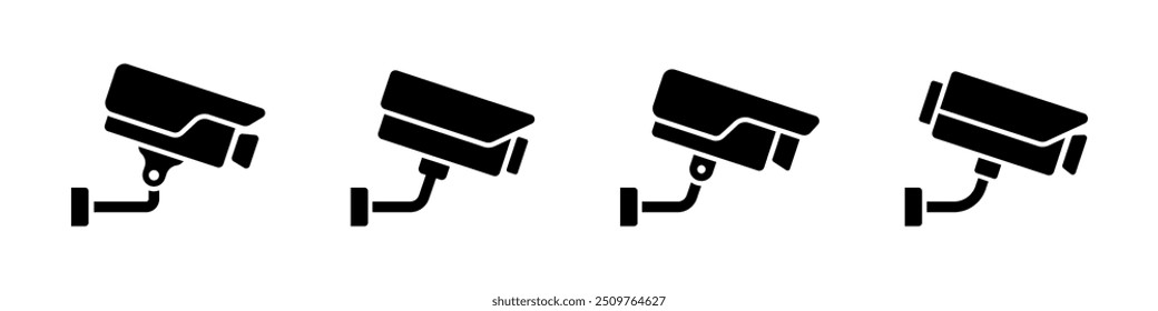 Security Camera Silhouettes. Monitoring System icons. CCTV camera icons. Security camera vector illustration.