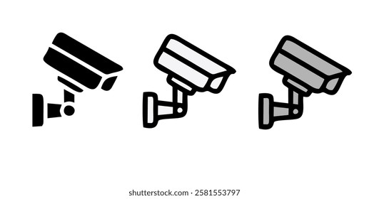Security Camera Silhouettes. Monitoring System icons. CCTV camera icons. Security camera vector illustration.