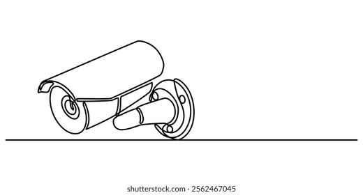 Security Camera Single Line Icon, Continuous Line Drawing of Security Icon. Hand Drawn Symbol Vector Illustration, Single continuous line drawing of CCTV to monitor traffic movements and improve. 