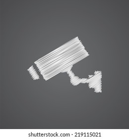 security camera sketch logo doodle icon isolated on dark background 