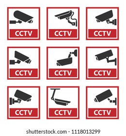 security camera sticker, video surveillance symbols, cctv icons