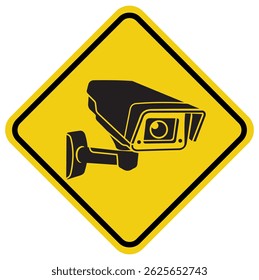 security camera surveillance signage yellow and black