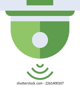 Security camera technology icon with green duotone style. Computing, diagram, download, file, folder, graph, laptop . Vector illustration