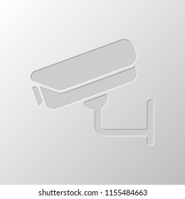Security camera. Technology icon. Paper design. Cutted symbol. Pitted style
