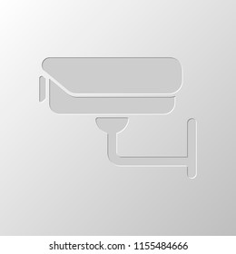 Security camera. Technology icon. Paper design. Cutted symbol. Pitted style