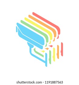 Security camera. Technology icon. Stack of colorful isometric icons on white background
