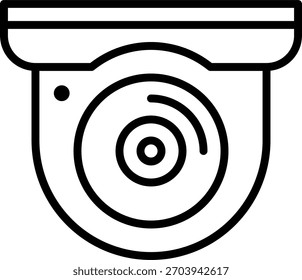 Design de vetor de câmera de segurança em estilo moderno, conceito de sistema de segurança de hotéis e hóspedes, ilustração de proteção de instalações. Ícone de Linha