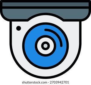 Design de vetor de câmera de segurança em estilo moderno, conceito de sistema de segurança de hotéis e hóspedes, ilustração de proteção de instalações. Ícone Linha Preenchida
