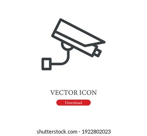 Security camera vector icon. Editable stroke. Symbol in Line Art Style for Design, Presentation, Website or Apps Elements. Pixel vector graphics - Vector