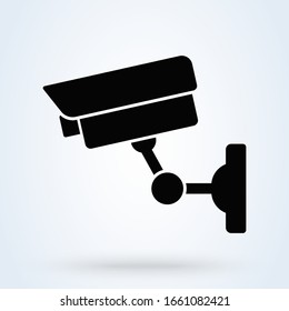 Security camera vector icon. Safety Fixed CCTV logo illustration