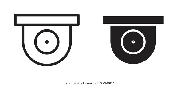 Security camera vector icon set black filled and outlined style.