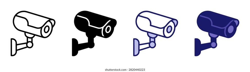 security camera vector icon set for surveillance and monitoring applications on transparent background