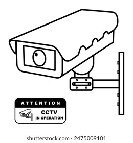 Security camera video for surveillance, safe area, protection system, control. Isolated cctv illustration, watch personal monitoring, technology for crime, guard, caution, warning, privacy, zone spy