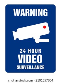 Security camera warning sign. Vector sticker design for video surveillance CCTV warning.