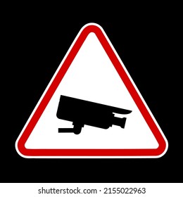 Security camera warning sign. Vector sticker design for security camera CCTV warning.