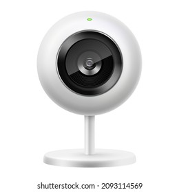 Security camera. White CCTV surveillance system. Territory or premises watching and control, safety measure, police service. Vector 3d realistic illustration isolated on white background