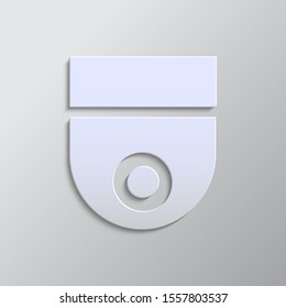 Security cameras icon paper style. Grey color vector background
