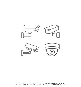 Iconos de las cámaras de seguridad, Conjuntos del arte de línea CCTV y varios iconos modernos de las cámaras de seguridad  