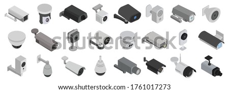 Security cameras isolated isometric set icon. Vector illustration cctv on white background. Vector isometric set icon security cameras.