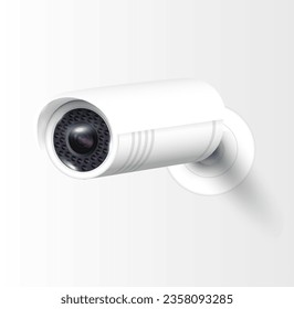Security cameras on modern building. Professional surveillance camera. Security system, technology concept. Video equipment for safety system area control. Vector illustration