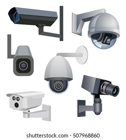 Security cameras. Security system. Vector illustration.
