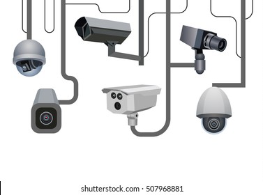 Security cameras. Security system. Vector illustration.