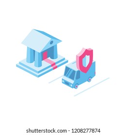 Security car isometric illustration