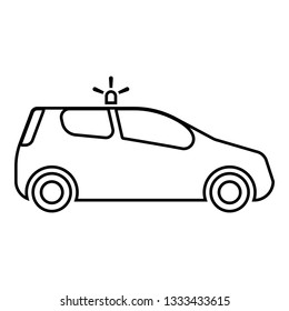 Security car Police car Car with siren icon black color outline vector illustration flat style simple image