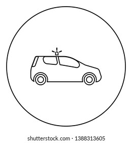 Security car Police car Car with siren icon in circle round outline black