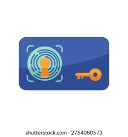 Security card, fingerprint scanner, keyhole, key icon, digital access, authentication, authorization, privacy, data protection, secure entry.