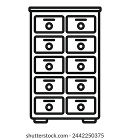 Vector de contorno de icono de armario de seguridad. Seguro financiero. Guardar confianza proteger