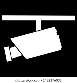 Security cctv camera icon with black background 