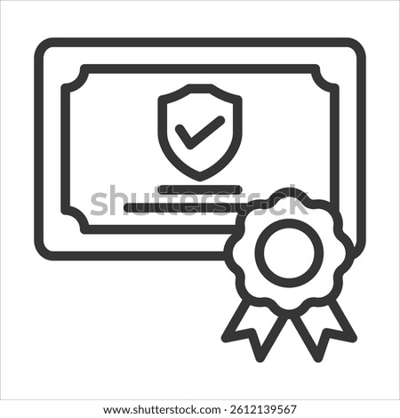 Security Certificate Icon Vector Illustration Outline