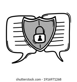 security chat doodle vector icon. Drawing sketch illustration hand drawn line.