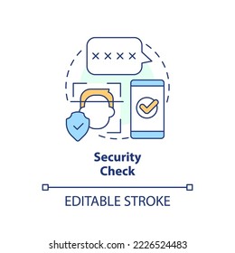 Security check concept icon. Web wallet. Data safety for personal mobile banking app abstract idea thin line illustration. Isolated outline drawing. Editable stroke. Arial, Myriad Pro-Bold fonts used