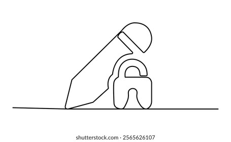 Security Check Continuous one Line drawing illustration