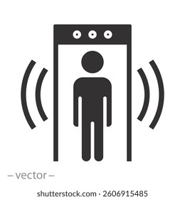 security check, detector metal icon, frisking man, flat vector illustration