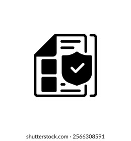 Security Check Glyph Icon. linear style sign for mobile concept and web design. Outline vector icon.
