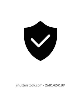 Icono de comprobación de seguridad o icono de Escudo de confianza. Diseño en blanco y negro del icono de la interfaz de usuario de UI UX. Seguro, verificación