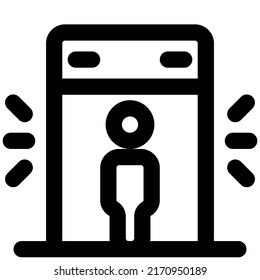 Security check out through the metal detector doors