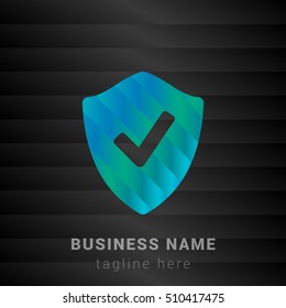 Security Checked Shield Blue,Green and Black silk fashion premium icon / Logo