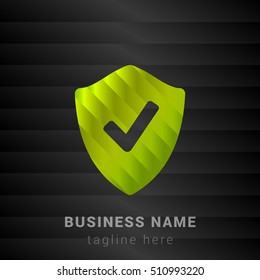 Security Checked Shield Lime Green and Black silk fashion premium icon / Logo