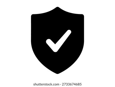 Security checkmark icon design. shield with checkmark concept vector illustration. secure protect data internet technology protection