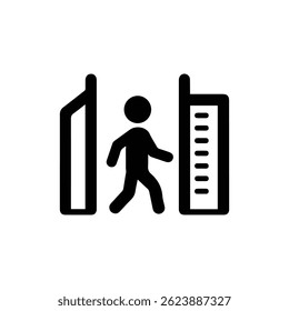 Security Checkpoint Icon with Person Passing Through Scanner