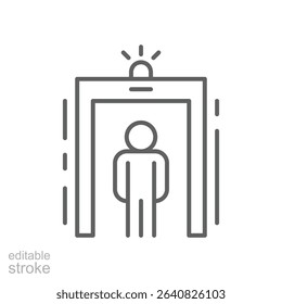 Security Checkpoint Icon with Person Under Scanner Outline Thin Line Symbol Editable Stroke