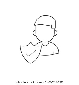 Security children approved chalk icon. Defense, protection. Insurance. Antivirus program. Successfully tested. Shield with checkmark. Isolated vector chalkboard illustration