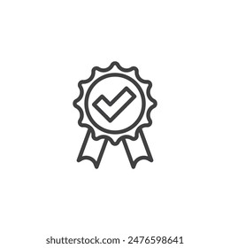 Icono de línea de seguridad. signo de estilo lineal para concepto móvil y Diseño web. Insignia con un Vector de contorno de marca de verificación. Símbolo, ilustración del logotipo. Vector gráfico